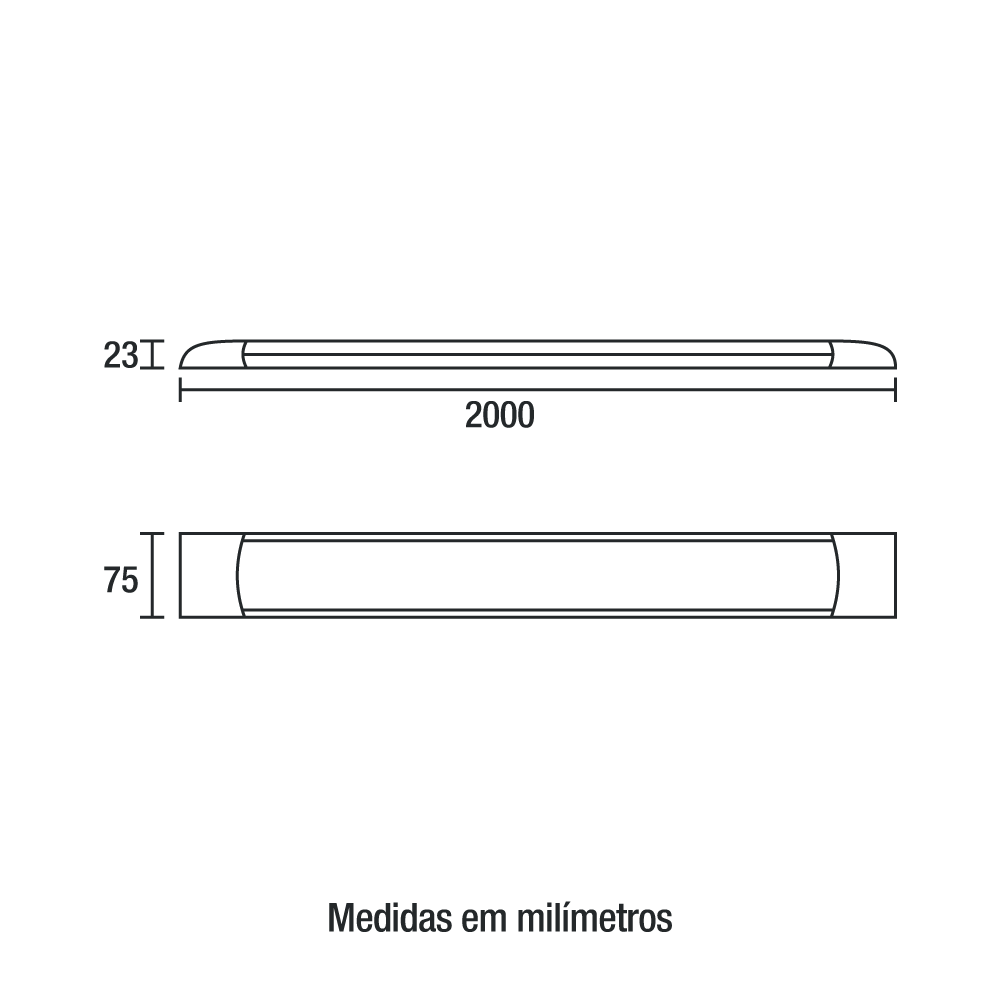 Luminária Led Slim 72W 6500K 5040Lms Bivolt 200cm Branco Cód