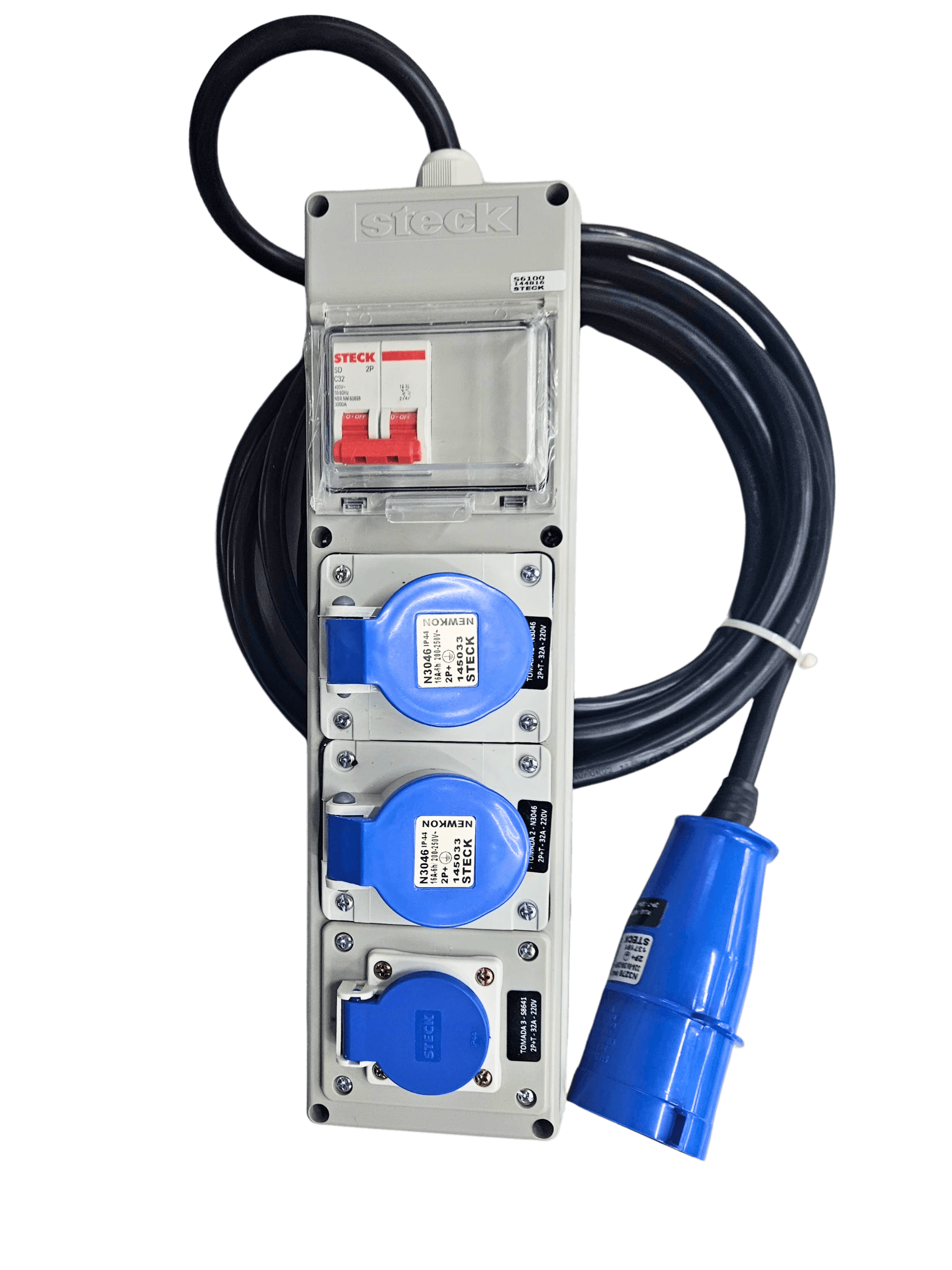 Extensão 5 metros C/ Disjuntor Bipolar SD C32A Plugue N3276 + 2